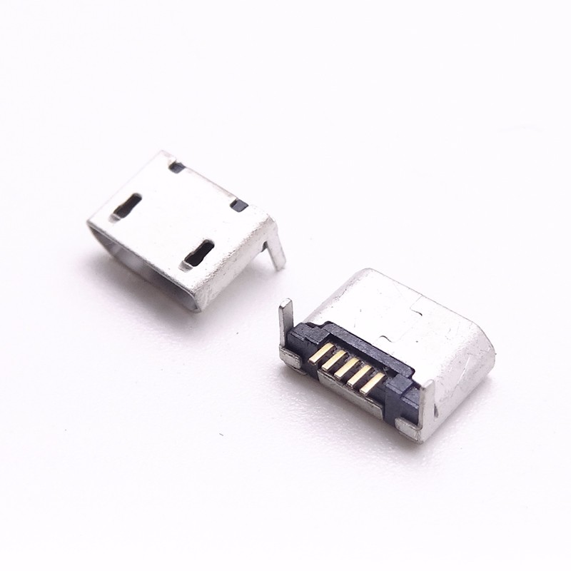 MICRO USB 5P母座 7.2脚长1.2 后两脚插板 无柱直边无导位