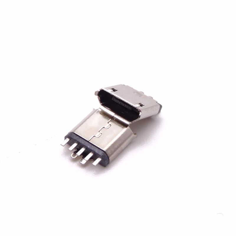 MICRO USB 5P母座 夹板0.8 焊线式 卷边