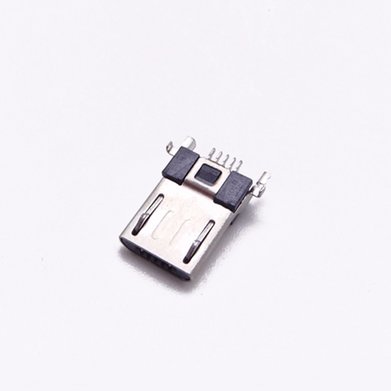 MICRO USB 5P公头 90度前插后贴 针SMT 带卡勾