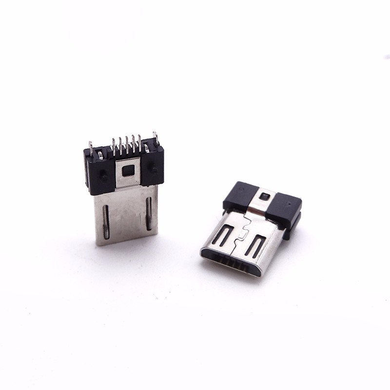 MICRO USB 5P公头 180度插脚针SMT 贴片 带柱 B型