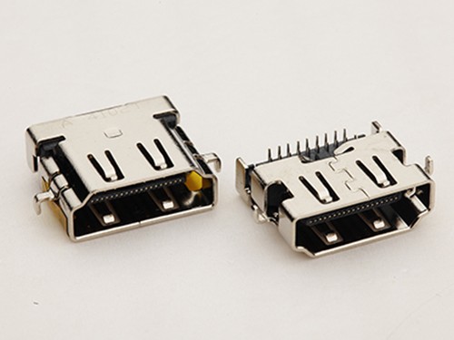 HDMI A型19P反向母座 反向沉板90度四脚插板 针双排插