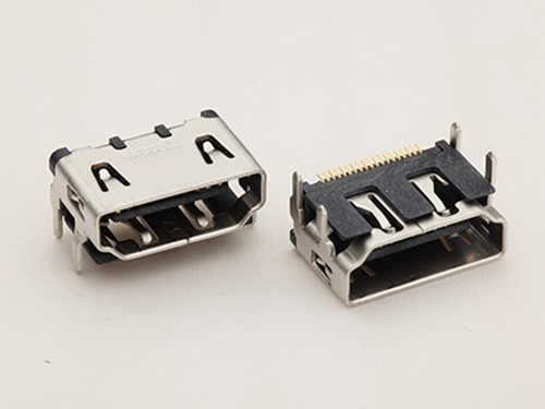 HDMI A型19P母座 短体L=9.1板上四脚插板 单排针贴片