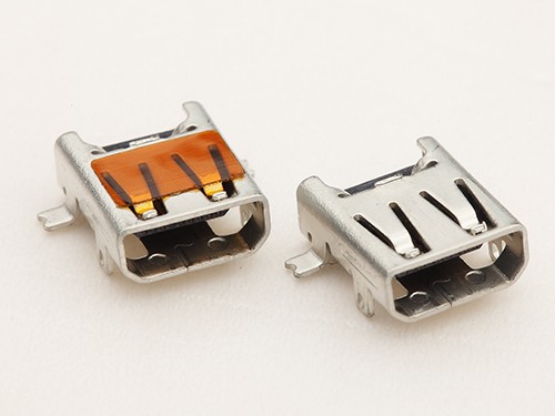HDMI D型19P母座 MICRO HDMI板上前插后贴 针双排贴片 可贴膜