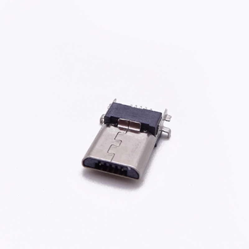 MICRO USB 5P公头 90度前插后贴 针SMT 带卡勾