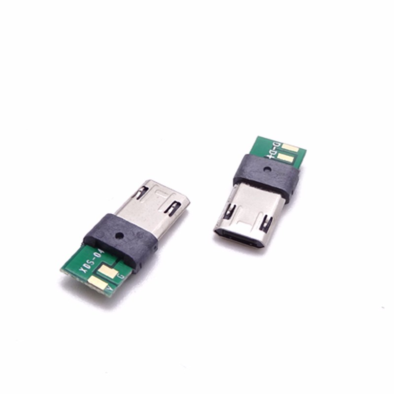 MICRO USB 双面插公头 插板式 2P充电板 焊线式包胶