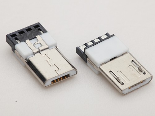 MICRO USB公头 B型焊线式公头3.0款 前五后四 4-5P短路 白胶