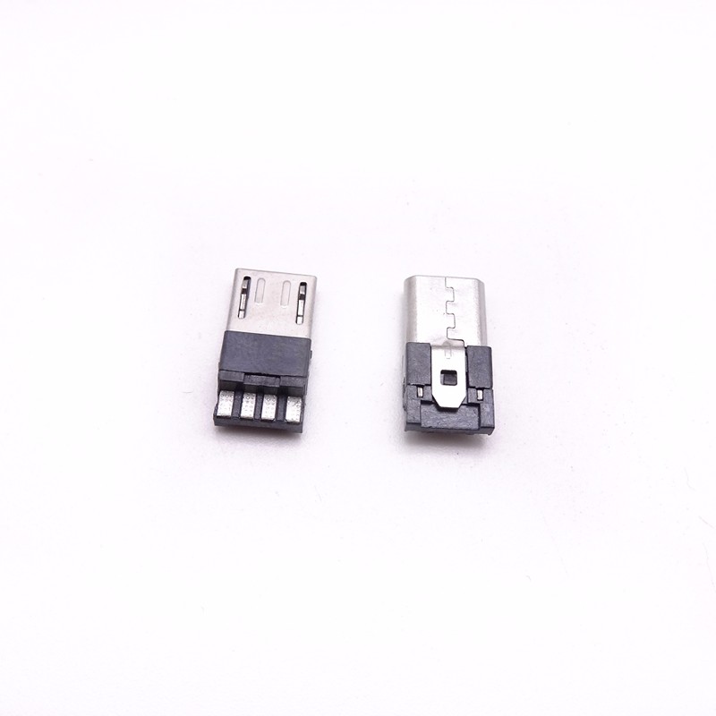MICRO USB公头 前五后四焊线式公头 超薄短体 带卡勾