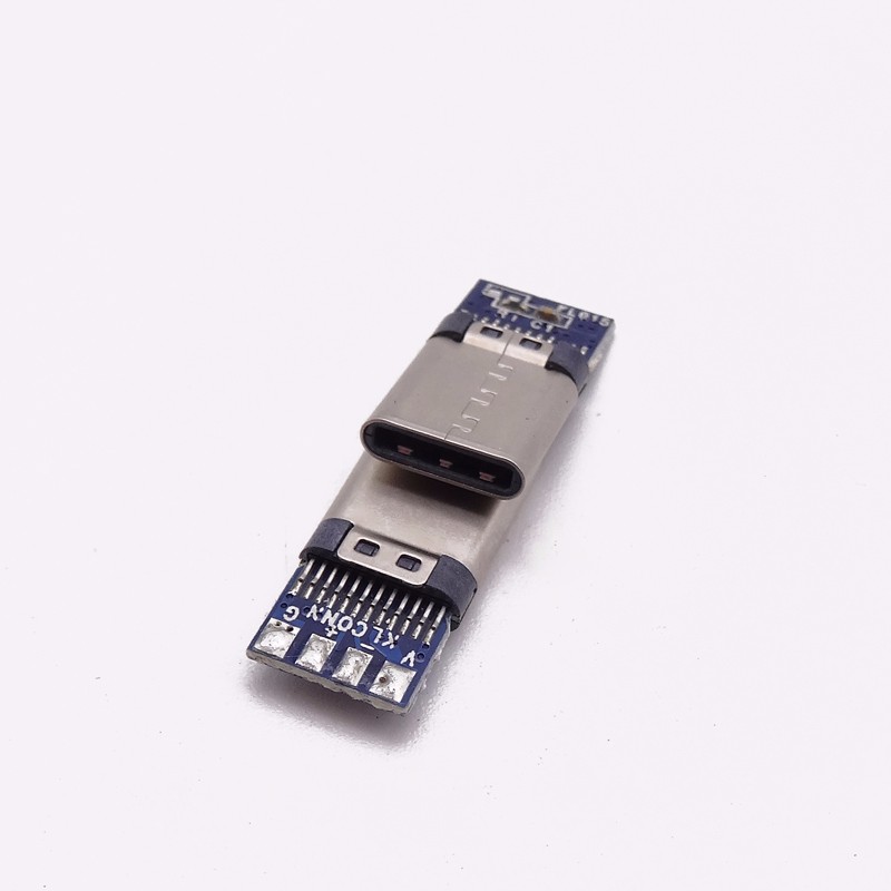 TYPE C 24P公头 铆压有缝 夹板式 带板2.0焊线式 USB3.1公头