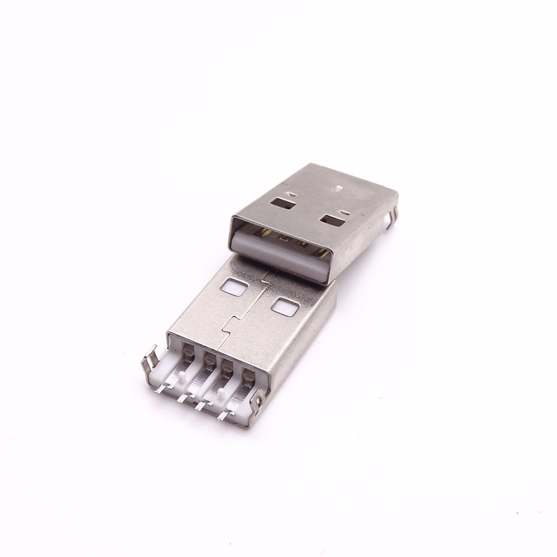 USB 2.0公头 180度贴片针 沉板90度弯脚插板 白胶 裸焊脚