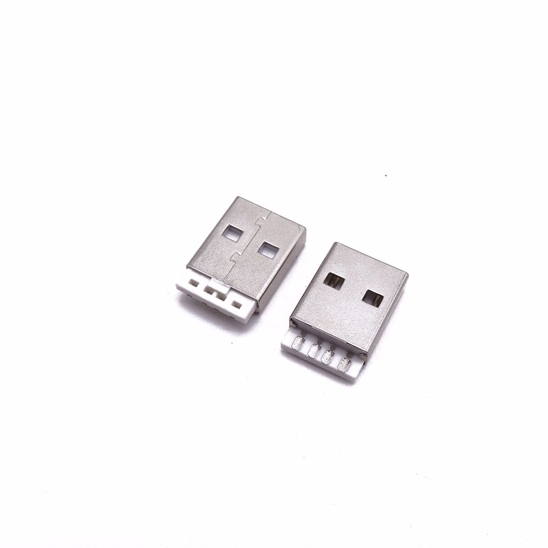USB 2.0公头 短体焊线式白胶 短体焊盘