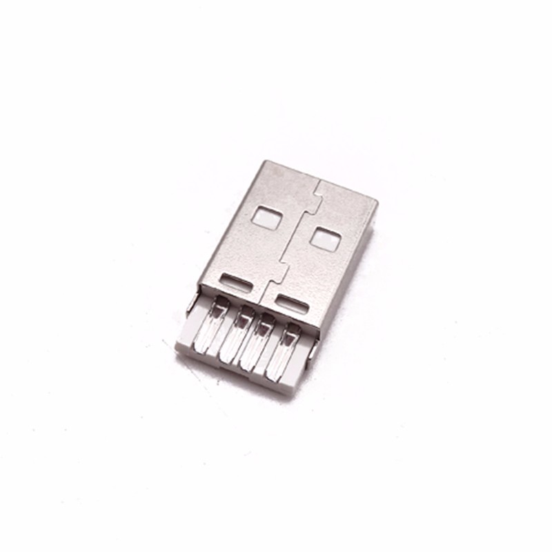 USB 2.0公头 一体型焊线式4P 焊接A公 白胶