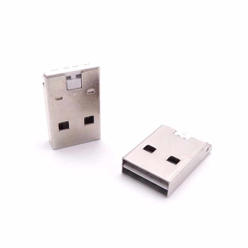 USB 2.0双面插公头 长体焊线式 带槽卡点 地脚