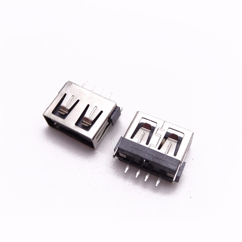 USB 2.0母座 短体10.0直插母座 一字型胶芯 直边黑胶